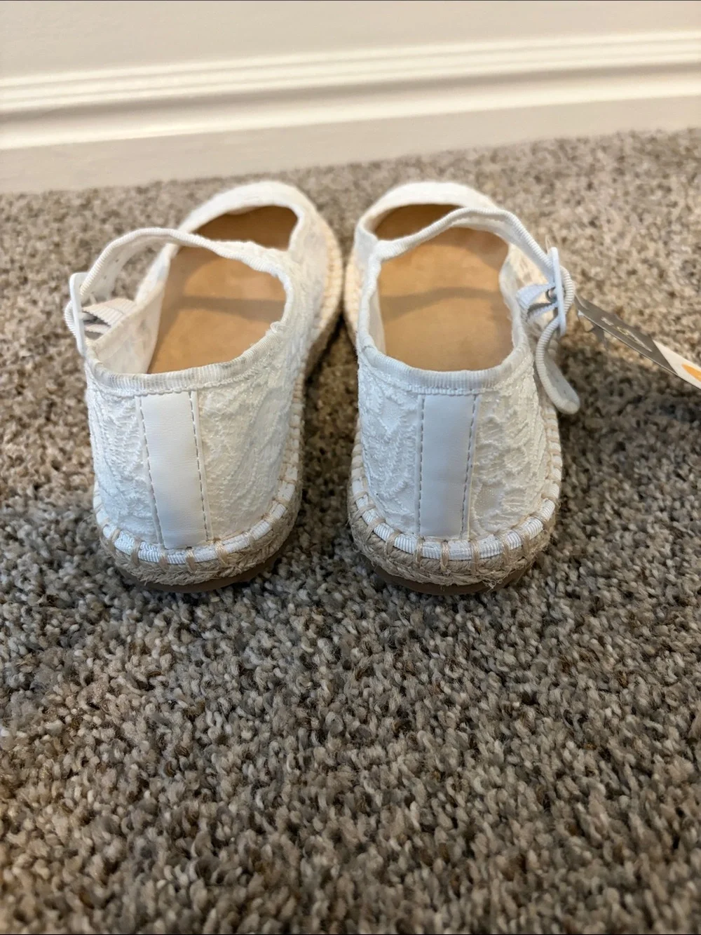 art class White Lace Mary Jane Espadrille Flats for Kids